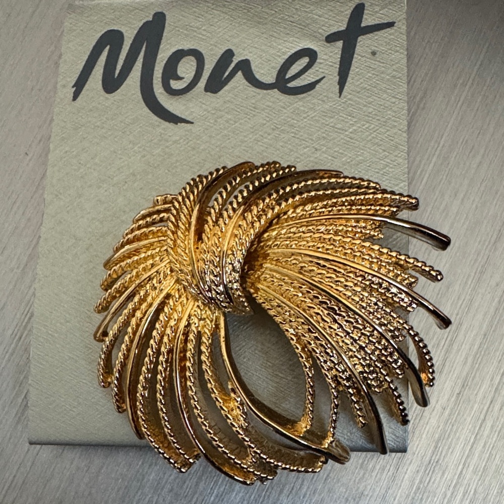 Monet Radiant Gold Spiral Brooch